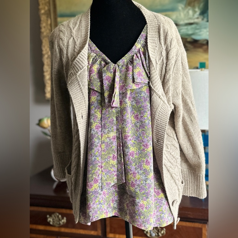 MNG by Mango Beige Button-Up Sweater Cardigan - Picture 8 of 8